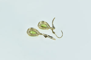 14K Pear Peridot Vintage Ornate Dangle Earrings Yellow Gold