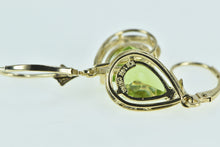 Load image into Gallery viewer, 14K Pear Peridot Vintage Ornate Dangle Earrings Yellow Gold
