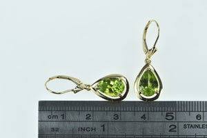 14K Pear Peridot Vintage Ornate Dangle Earrings Yellow Gold
