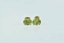 Load image into Gallery viewer, 14K Oval Peridot Solitaire Vintage Classic Stud Earrings Yellow Gold