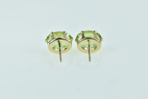 14K Oval Peridot Solitaire Vintage Classic Stud Earrings Yellow Gold