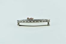 Load image into Gallery viewer, 14K Art Deco Flower Enamel Vintage Filigree Pin/Brooch White Gold