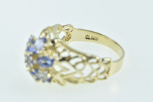 Load image into Gallery viewer, 14K Flower Vintage Tanzanite Statement Cluster Ring Yellow Gold