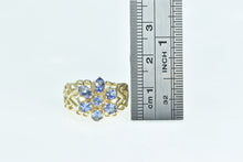 Load image into Gallery viewer, 14K Flower Vintage Tanzanite Statement Cluster Ring Yellow Gold