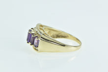 Load image into Gallery viewer, 14K Emerald Cut Amethyst Vintage Diamond Band Ring Yellow Gold