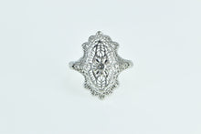 Load image into Gallery viewer, 14K Art Deco Filigree Ornate Diamond Statement Ring White Gold