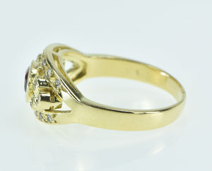 18K Spessartine Garnet Diamond Ornate Statement Ring Yellow Gold
