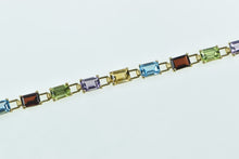 Load image into Gallery viewer, 10K Emerald Cut Gemstone Rainbow Bracelet 6.75" Yellow Gold