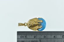 Load image into Gallery viewer, 18K Turquoise Pharaoh Ancient Egyptian Motif Charm/Pendant Yellow Gold