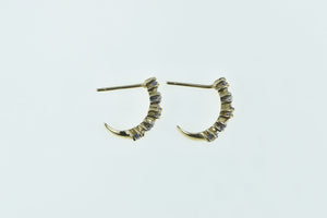 10K Tanzanite Diamond Vintage Semi Hoop Earrings Yellow Gold