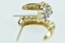 Load image into Gallery viewer, 10K Tanzanite Diamond Vintage Semi Hoop Earrings Yellow Gold
