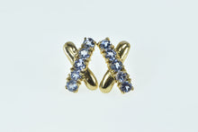 Load image into Gallery viewer, 10K Tanzanite X Criss Cross Vintage Statement Earrings Yellow Gold