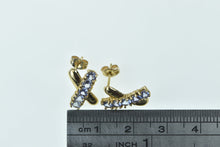 Load image into Gallery viewer, 10K Tanzanite X Criss Cross Vintage Statement Earrings Yellow Gold