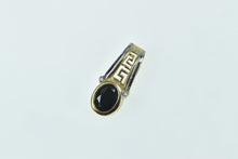Load image into Gallery viewer, 10K Oval Black Onyx Diamond Two Tone Pendant Yellow Gold