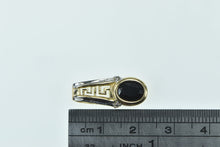 Load image into Gallery viewer, 10K Oval Black Onyx Diamond Two Tone Pendant Yellow Gold