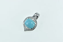 Load image into Gallery viewer, 10K Turquoise Ornate Diamond Halo Arabesque Pendant White Gold