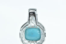 Load image into Gallery viewer, 10K Turquoise Ornate Diamond Halo Arabesque Pendant White Gold