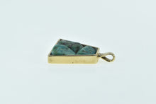 Load image into Gallery viewer, 14K Raw Turquoise Inlay Squared Statement Pendant Yellow Gold