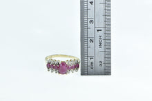 Load image into Gallery viewer, 10K Oval Ruby Diamond Vintage Classic Ring Yellow Gold