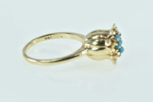 Load image into Gallery viewer, 14K Flower Turquoise Ornate Blossom Ring Yellow Gold