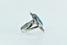 Load image into Gallery viewer, Sterling Silver Ornate Turquoise Southwestern Leaf Feather Ring