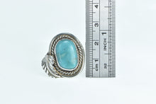 Load image into Gallery viewer, Sterling Silver Ornate Turquoise Southwestern Leaf Feather Ring