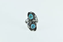 Load image into Gallery viewer, Sterling Silver Turquoise Vintage Feather Leaf Southwestern Ring