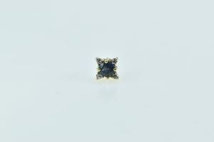 14K Round Blue Topaz Diamond Accent Single Earring Yellow Gold