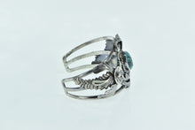 Load image into Gallery viewer, Sterling Silver Ornate Turquoise Southwestern Feather Cuff Bracelet 6.75"
