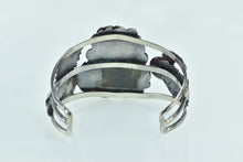 Load image into Gallery viewer, Sterling Silver Ornate Turquoise Southwestern Feather Cuff Bracelet 6.75"