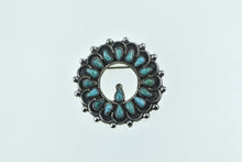 Load image into Gallery viewer, Sterling Silver Ornate Turquoise Scalloped Southwestern Pin/Brooch