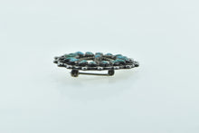 Load image into Gallery viewer, Sterling Silver Ornate Turquoise Scalloped Southwestern Pin/Brooch