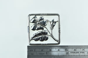 Sterling Silver Danecraft Vintage Square Framed Flower Pin/Brooch
