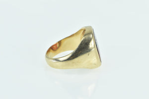 10K Moss Agate Inlay Men's Vintage Statement Ring Yellow Gold