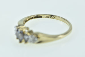 10K Marquise Tanzanite Diamond Vintage Ring Yellow Gold