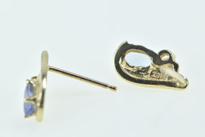 10K Tanzanite Diamond Accent Vintage Stud Earrings Yellow Gold
