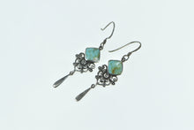 Load image into Gallery viewer, Sterling Silver Southwestern Turquoise Ornate Dangle Earrings