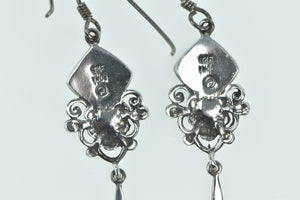 Sterling Silver Southwestern Turquoise Ornate Dangle Earrings