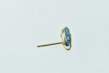 Load image into Gallery viewer, 10K Pear Blue Topaz Single Stud Leaf Accent Earring Yellow Gold