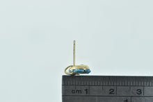 Load image into Gallery viewer, 10K Pear Blue Topaz Single Stud Leaf Accent Earring Yellow Gold