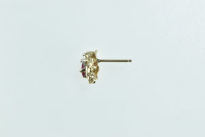 10K Oval Ruby Diamond Accent Single Stud Earring Yellow Gold