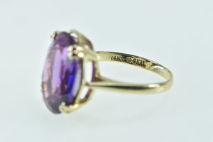 14K Vintage Oval Amethyst Cocktail Statement Ring Yellow Gold