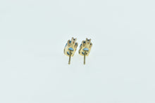 Load image into Gallery viewer, 14K Oval Blue Topaz Diamond Classic Stud Earrings Yellow Gold