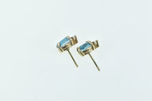 Load image into Gallery viewer, 14K Oval Blue Topaz Diamond Classic Stud Earrings Yellow Gold