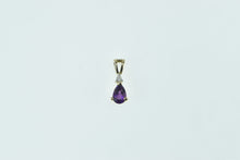 Load image into Gallery viewer, 14K Pear Amethyst Diamond Solitaire Vintage Pendant Yellow Gold