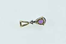 Load image into Gallery viewer, 14K Pear Amethyst Diamond Solitaire Vintage Pendant Yellow Gold