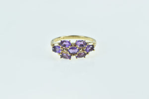 14K Vintage Oval Amethyst Cluster Statement Ring Yellow Gold