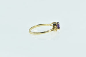14K Pear Amethyst Solitaire Curvy Vintage Ring Yellow Gold