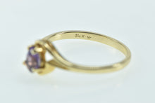 Load image into Gallery viewer, 14K Pear Amethyst Solitaire Curvy Vintage Ring Yellow Gold