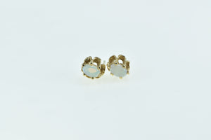 14K Vintage Opal Ornate Classic Single Stud Earrings Yellow Gold